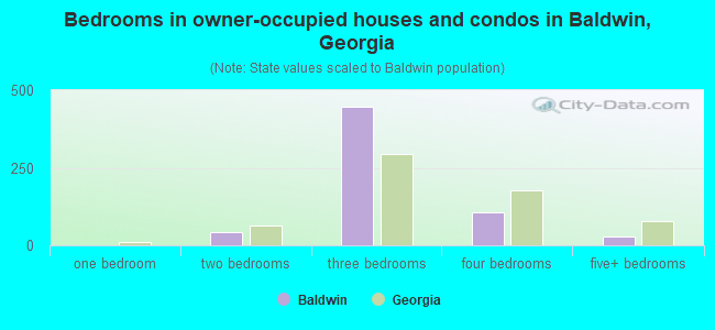 Bedrooms in owner-occupied houses and condos in Baldwin, Georgia