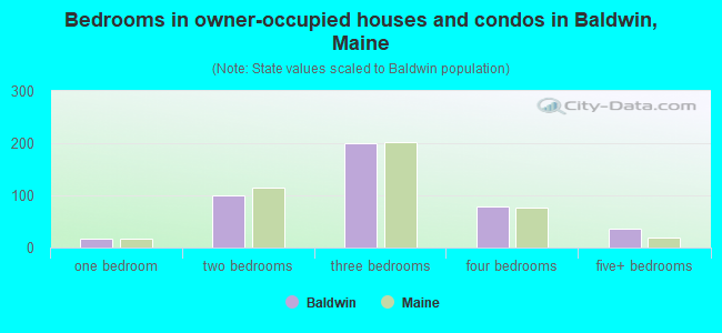 Bedrooms in owner-occupied houses and condos in Baldwin, Maine