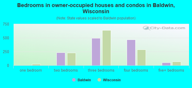 Bedrooms in owner-occupied houses and condos in Baldwin, Wisconsin