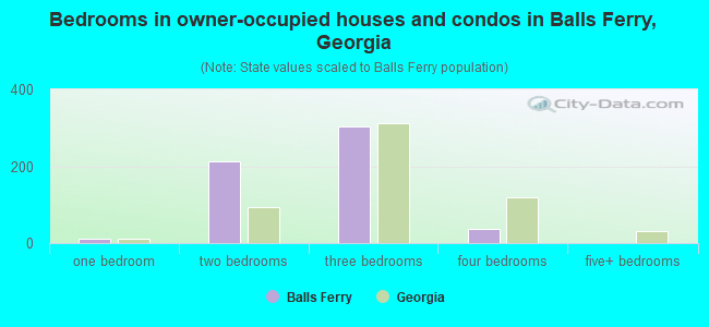 Bedrooms in owner-occupied houses and condos in Balls Ferry, Georgia