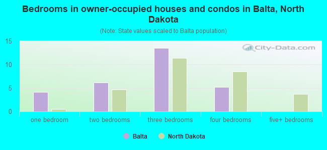 Bedrooms in owner-occupied houses and condos in Balta, North Dakota