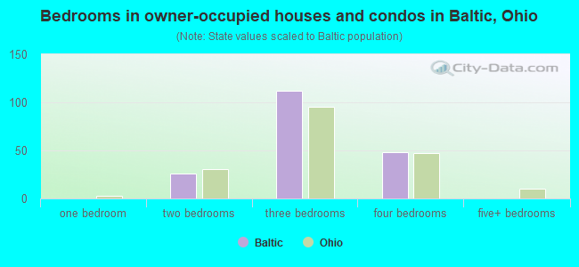 Bedrooms in owner-occupied houses and condos in Baltic, Ohio
