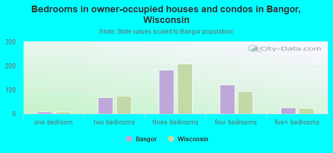 Bedrooms in owner-occupied houses and condos in Bangor, Wisconsin