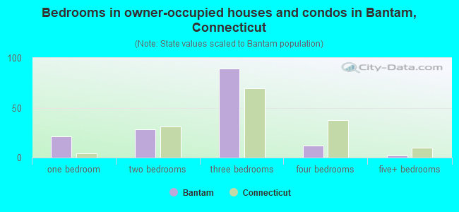 Bedrooms in owner-occupied houses and condos in Bantam, Connecticut