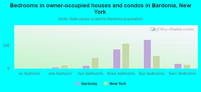 Bedrooms in owner-occupied houses and condos in Bardonia, New York