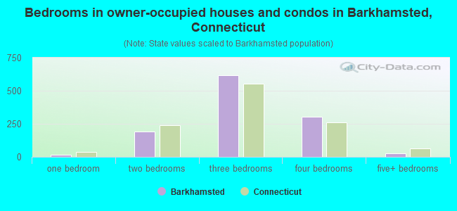 Bedrooms in owner-occupied houses and condos in Barkhamsted, Connecticut