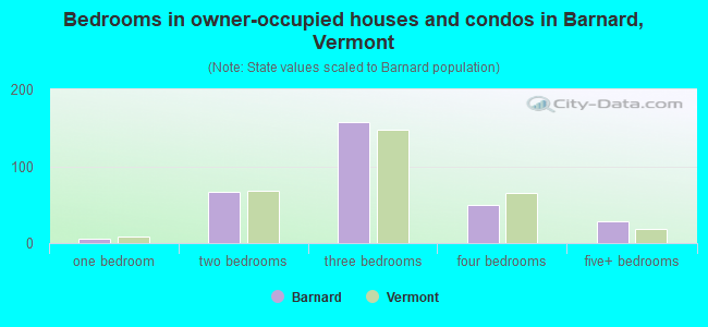 Bedrooms in owner-occupied houses and condos in Barnard, Vermont