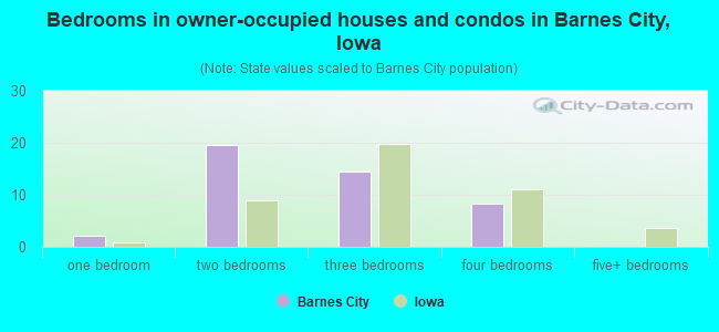 Bedrooms in owner-occupied houses and condos in Barnes City, Iowa