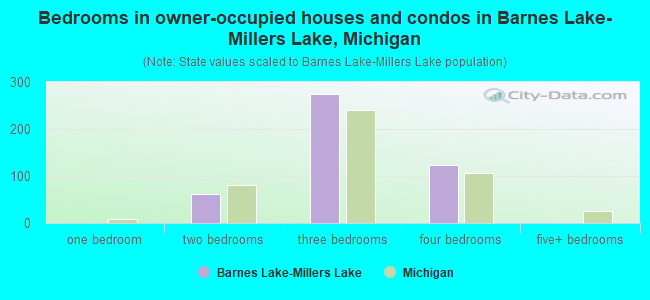 Bedrooms in owner-occupied houses and condos in Barnes Lake-Millers Lake, Michigan