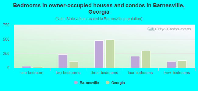 Bedrooms in owner-occupied houses and condos in Barnesville, Georgia
