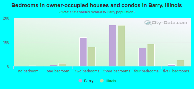 Bedrooms in owner-occupied houses and condos in Barry, Illinois