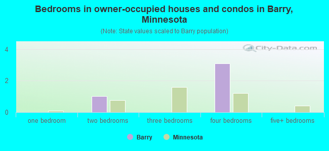 Bedrooms in owner-occupied houses and condos in Barry, Minnesota
