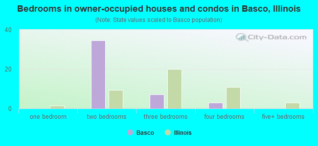 Bedrooms in owner-occupied houses and condos in Basco, Illinois