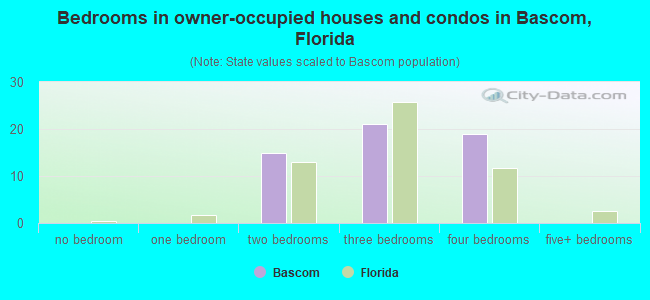 Bedrooms in owner-occupied houses and condos in Bascom, Florida