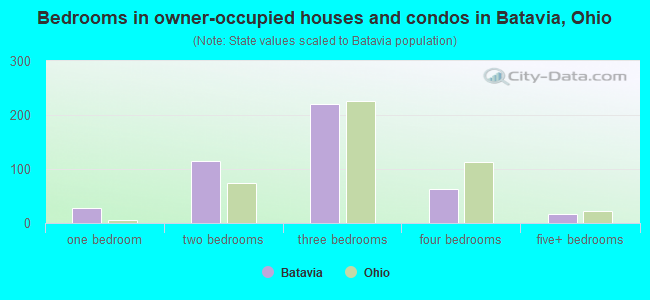 Bedrooms in owner-occupied houses and condos in Batavia, Ohio