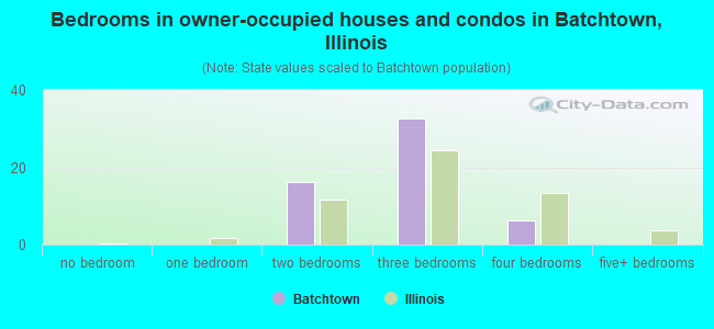 Bedrooms in owner-occupied houses and condos in Batchtown, Illinois