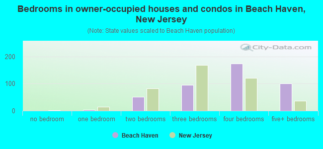 Bedrooms in owner-occupied houses and condos in Beach Haven, New Jersey