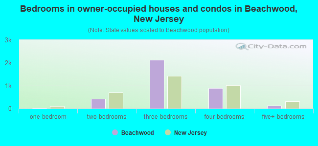 Bedrooms in owner-occupied houses and condos in Beachwood, New Jersey