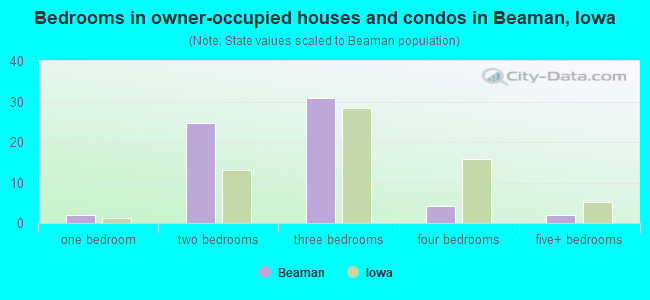 Bedrooms in owner-occupied houses and condos in Beaman, Iowa