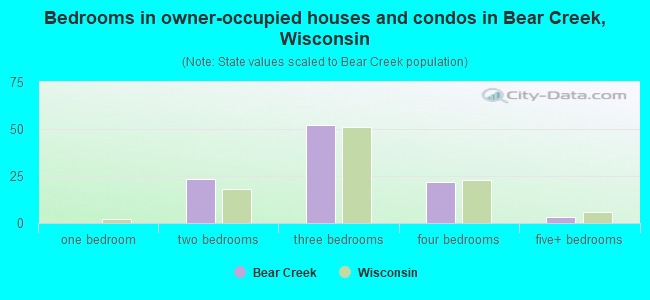 Bedrooms in owner-occupied houses and condos in Bear Creek, Wisconsin
