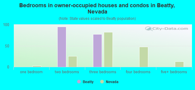 Bedrooms in owner-occupied houses and condos in Beatty, Nevada