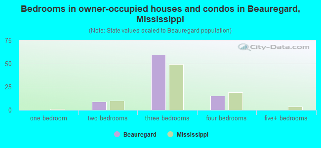 Bedrooms in owner-occupied houses and condos in Beauregard, Mississippi