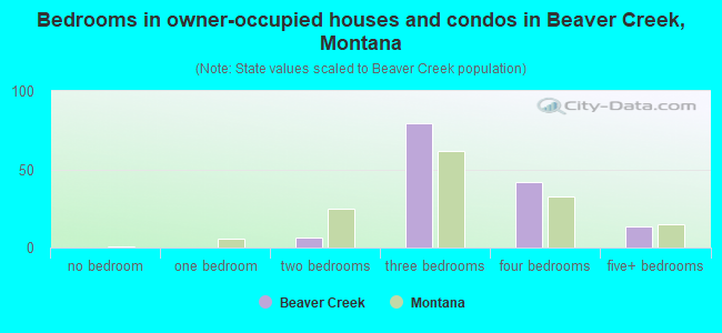 Bedrooms in owner-occupied houses and condos in Beaver Creek, Montana