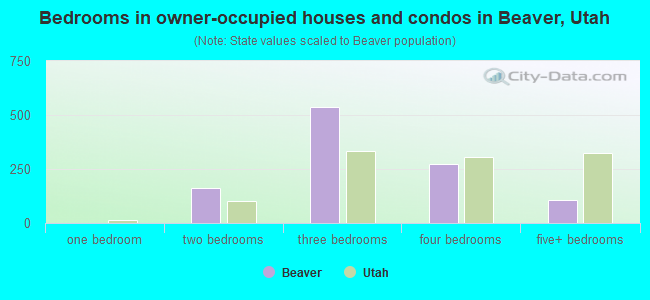 Bedrooms in owner-occupied houses and condos in Beaver, Utah
