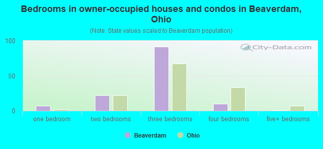 Bedrooms in owner-occupied houses and condos in Beaverdam, Ohio