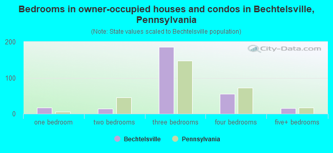 Bedrooms in owner-occupied houses and condos in Bechtelsville, Pennsylvania