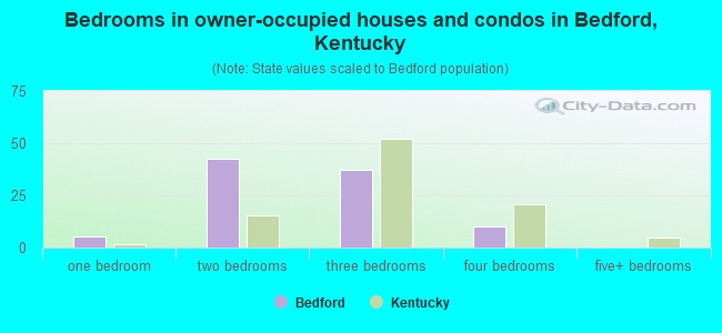 Bedrooms in owner-occupied houses and condos in Bedford, Kentucky