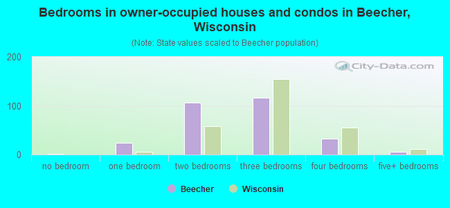 Bedrooms in owner-occupied houses and condos in Beecher, Wisconsin