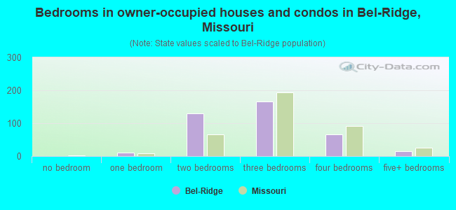 Bedrooms in owner-occupied houses and condos in Bel-Ridge, Missouri