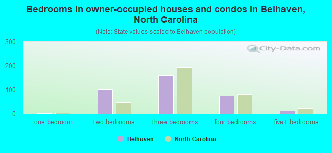 Bedrooms in owner-occupied houses and condos in Belhaven, North Carolina