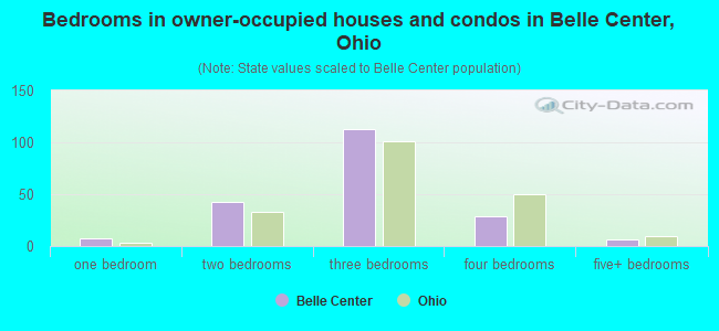 Bedrooms in owner-occupied houses and condos in Belle Center, Ohio