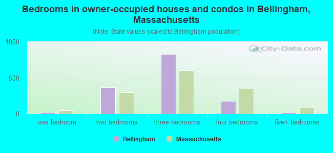 Bedrooms in owner-occupied houses and condos in Bellingham, Massachusetts