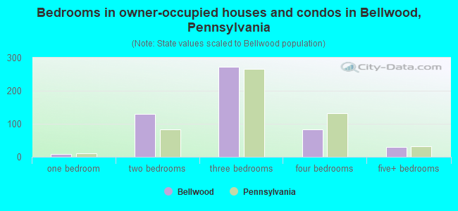 Bedrooms in owner-occupied houses and condos in Bellwood, Pennsylvania