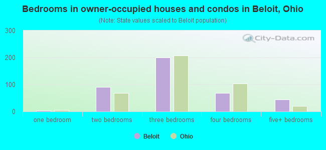 Bedrooms in owner-occupied houses and condos in Beloit, Ohio
