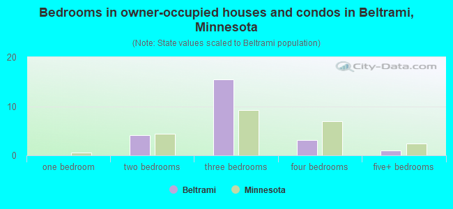 Bedrooms in owner-occupied houses and condos in Beltrami, Minnesota