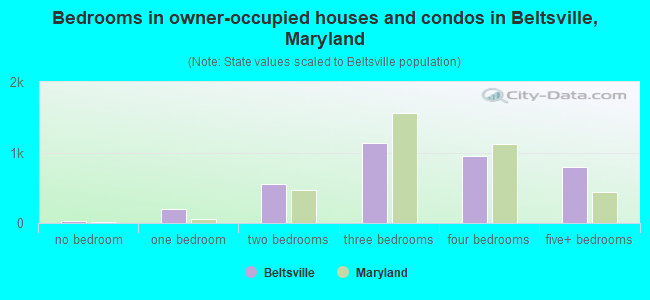 Bedrooms in owner-occupied houses and condos in Beltsville, Maryland