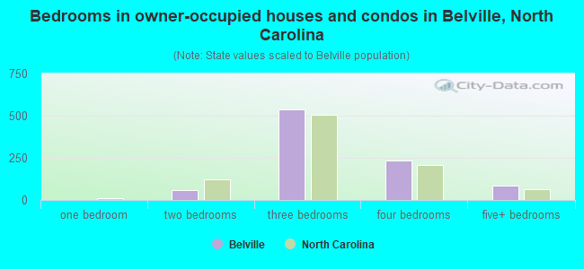 Bedrooms in owner-occupied houses and condos in Belville, North Carolina