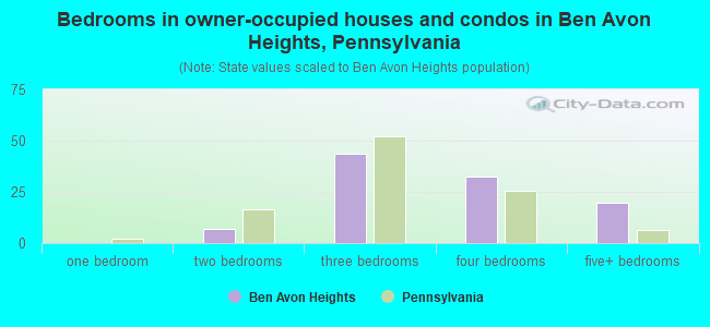 Bedrooms in owner-occupied houses and condos in Ben Avon Heights, Pennsylvania