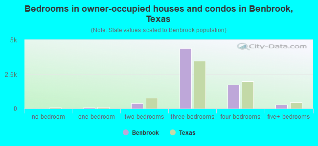 Bedrooms in owner-occupied houses and condos in Benbrook, Texas