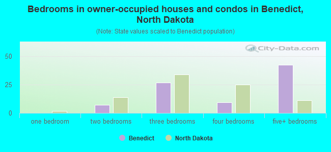 Bedrooms in owner-occupied houses and condos in Benedict, North Dakota