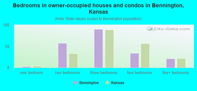 Bedrooms in owner-occupied houses and condos in Bennington, Kansas