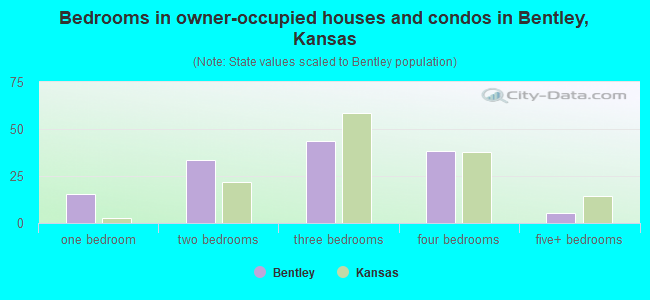 Bedrooms in owner-occupied houses and condos in Bentley, Kansas
