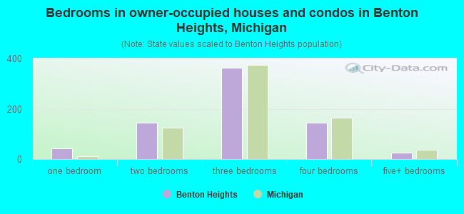 Bedrooms in owner-occupied houses and condos in Benton Heights, Michigan