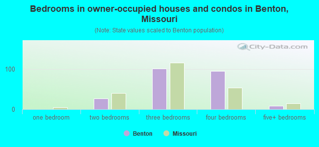 Bedrooms in owner-occupied houses and condos in Benton, Missouri