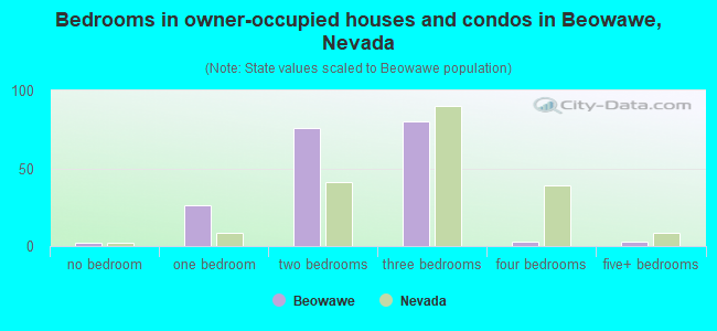 Bedrooms in owner-occupied houses and condos in Beowawe, Nevada