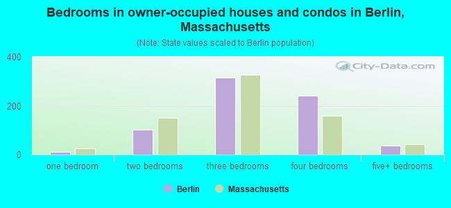 Bedrooms in owner-occupied houses and condos in Berlin, Massachusetts